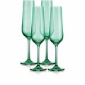 Tarifa Translucent Champagne Flutes Glasses, Pale Green - Set of 4 TA3099941